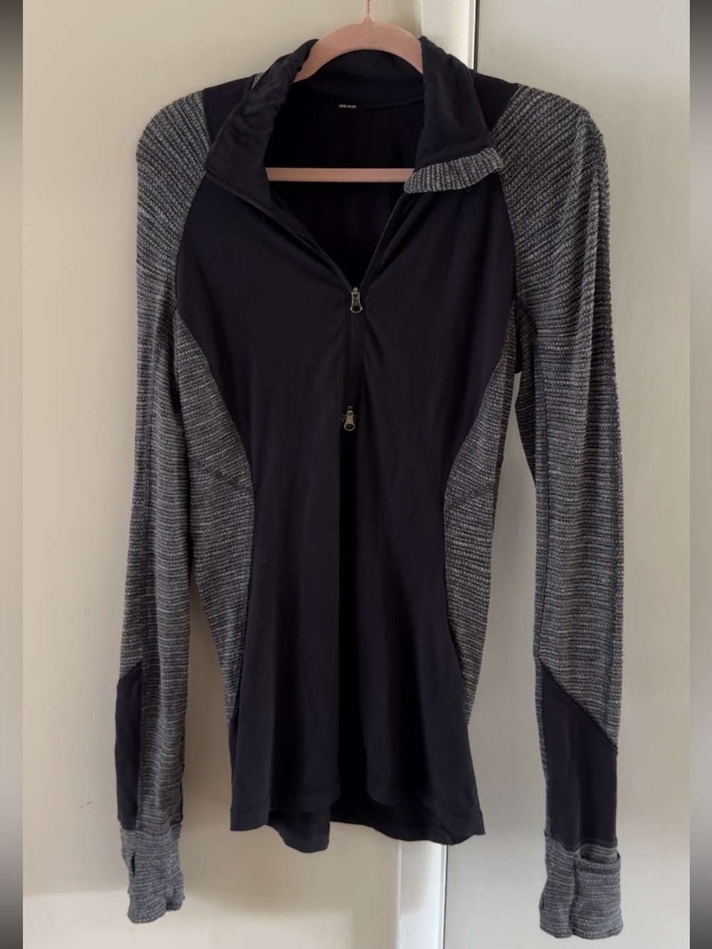 Lululemon Race Your Pace 1/2 Zip -Black and Heather Gray Long Sleeve top
